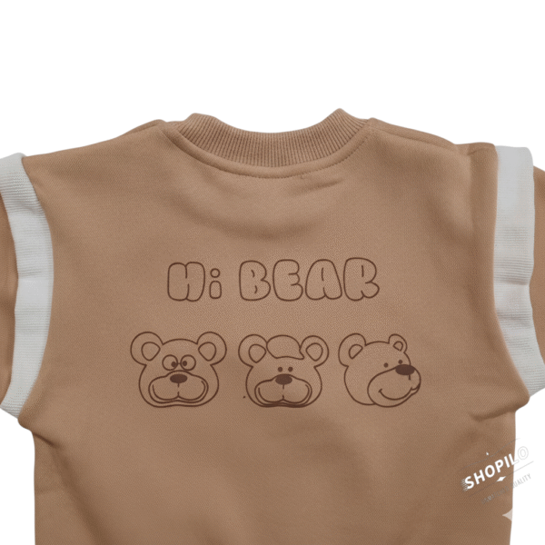 Imported Baby Bear Accent Winter Tracksuit for Infants 2 Piece - Brown Color backside view characters