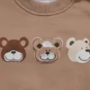 Imported Baby Bear Accent Winter Tracksuit for Infants 2 Piece - Brown Color front characters closeup view
