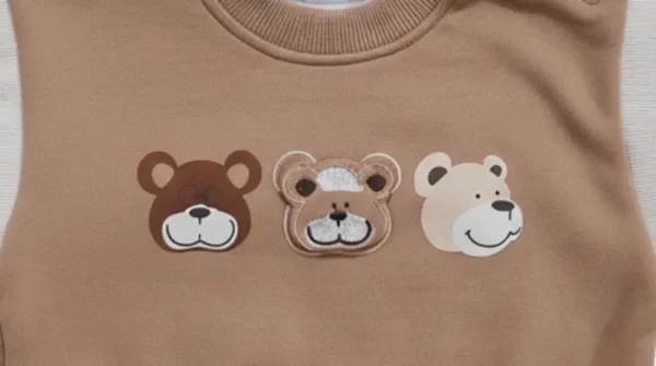 Imported Baby Bear Accent Winter Tracksuit for Infants 2 Piece - Brown Color front characters closeup view