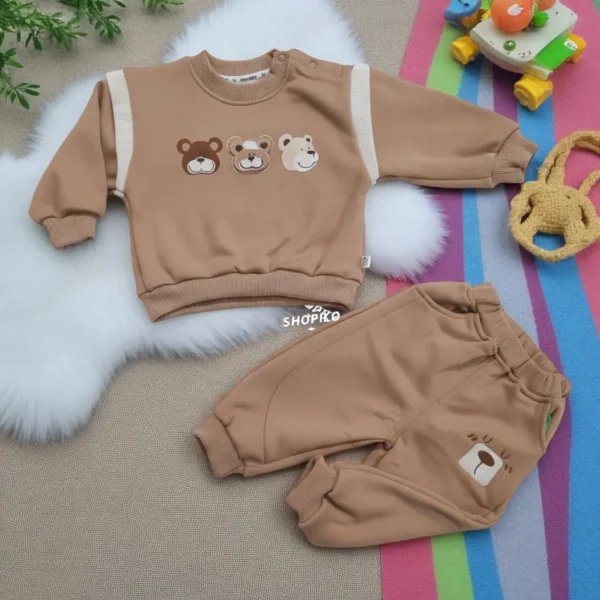 Imported Baby Bear Accent Winter Tracksuit for Infants 2 Piece - Brown Color main featured image