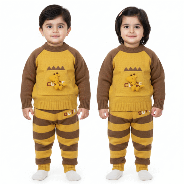 Imported Knitted Dino Sweater & Pants Set for Toddlers – Winter Unisex Outfit main featured image