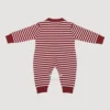 Imported Knitted Winter Baby Romper – Woolen Jumpsuit Red - Cute Teddy Patch backside view