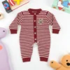 Imported Knitted Winter Baby Romper – Woolen Jumpsuit Red - Cute Teddy Patch featured main image