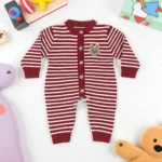 Imported Knitted Winter Baby Romper – Woolen Jumpsuit Red - Cute Teddy Patch featured main image