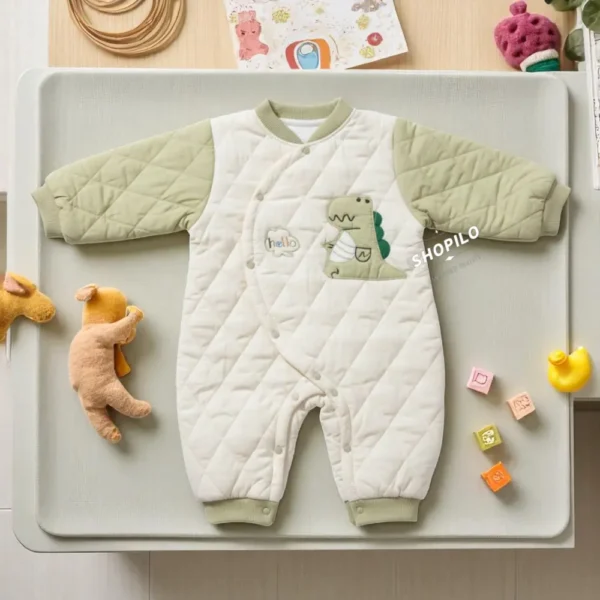 Imported Parachute Baby Romper for Winter – Cute Dino Design front main featured image