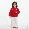 Imported Red & White Stylish Outfit for Girls - Bow Accents and Furry Sleeves featured image