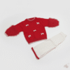 Imported Red & White Stylish Outfit for Girls - Bow Accents and Furry Sleeves pair (1)