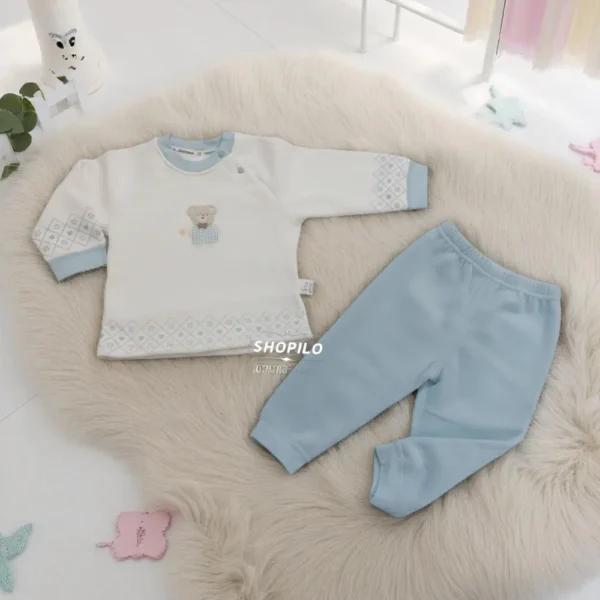 Imported Top and Pajama Outfit for Winter - Soft Velvet Feel - Bear Accent main featured image