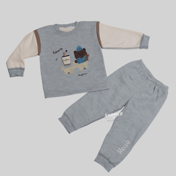 Imported Winter Tracksuit for Boys – Coffee Bear Design - 2 Piece Outfit complete pair