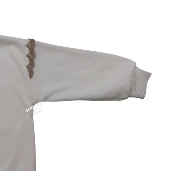 Imported Winter Wear Chic Beige Baby Girl Sweatshirt – Bonjour Paris Design, Soft Fabric arm armpit rib closeup