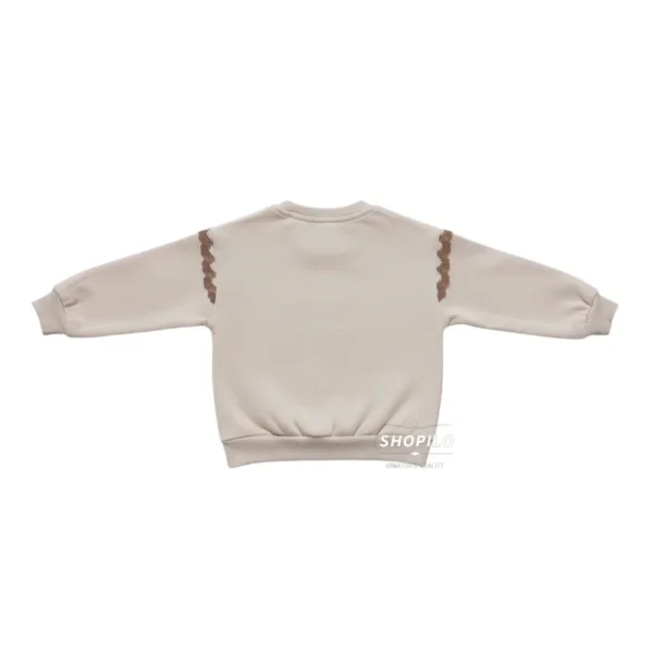 Imported Winter Wear Chic Beige Baby Girl Sweatshirt – Bonjour Paris Design, Soft Fabric backside view