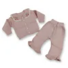 Baby Girl Cherry Collar Sweater & Pants Set – Soft Winter Outfit pink variation