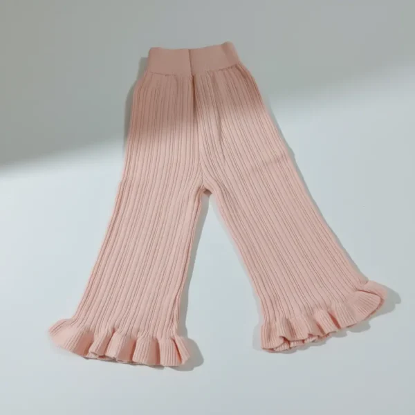 Imported Knitted 2-Piece Outfit for Winter – White Top & Frill Pants Set pajama view