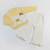 Imported Knitted 2-Piece Winter Outfit – Beige Sweater Vest, Top & Ruffle Pants yellow variation