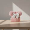 Imported Knitted Cap - Fur Ears & Pearl Bow – Available in 6 Colors beige