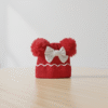 Imported Knitted Cap - Fur Ears & Pearl Bow – Available in 6 Colors red