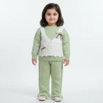 Imported Knitted Outfit - White Vest - Detachable Duck & Bow Clips