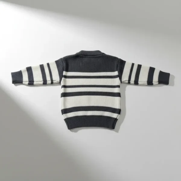 Imported Knitted Sweater Grey & White- Unisex Pullover backside view