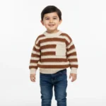 Imported Knitted Sweater – Striped Brown & Cream Unisex