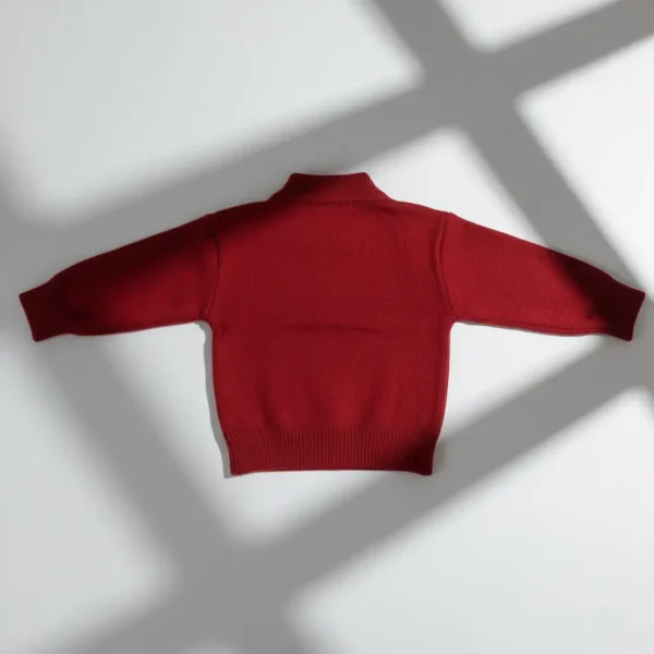 Imported Knitted Winter Suit – Maroon Sweater & Pants - Cream Vest & Bow Detailing shirt back view