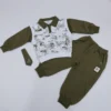 Imported Sweat Shirt & Cargo Trousers Set & Detachable Tie - 2 Colors Available featured image olive green