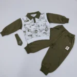 Imported Sweat Shirt & Cargo Trousers Set & Detachable Tie - 2 Colors Available featured image olive green