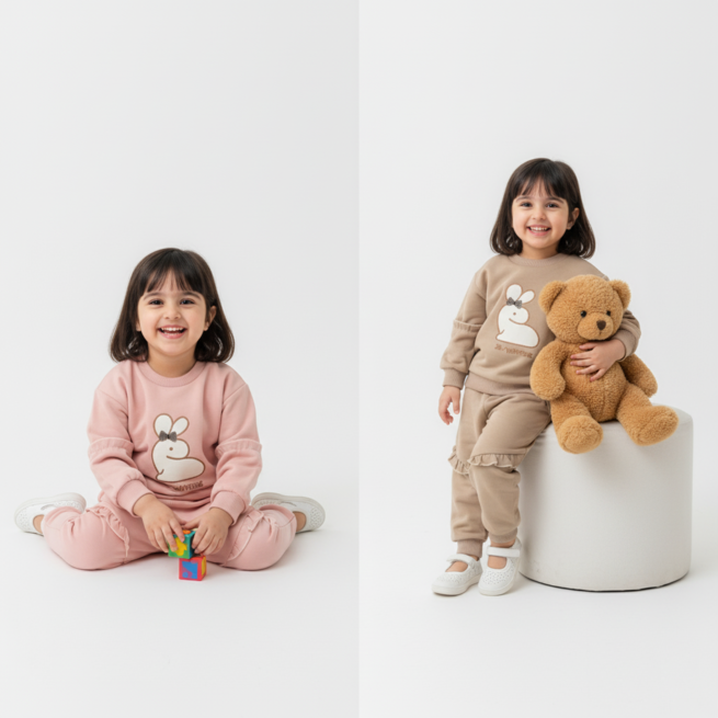 Imported Winter 2 Piece Suit  – Pink Bunny 2-Piece Outfit