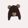 Knitted Winter Cap Available in 4 Colors (1Y-30M)- Cute Teddy Ear - Imported chocolate brown color