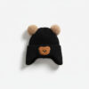 Knitted Winter Cap Available in 4 Colors - Cute Teddy Ear black front