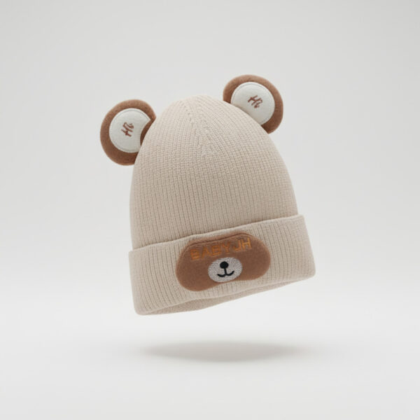 Knitted Winter Cap - Baby Bear Ears – 6 Colors - Imported off white variation