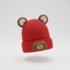 Knitted Winter Cap - Baby Bear Ears – 6 Colors - Imported red variation