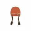 Knitted Woolen Cap with Braided Hair (12- 36M) - Floral Patch - Soft & Warm shade of orange