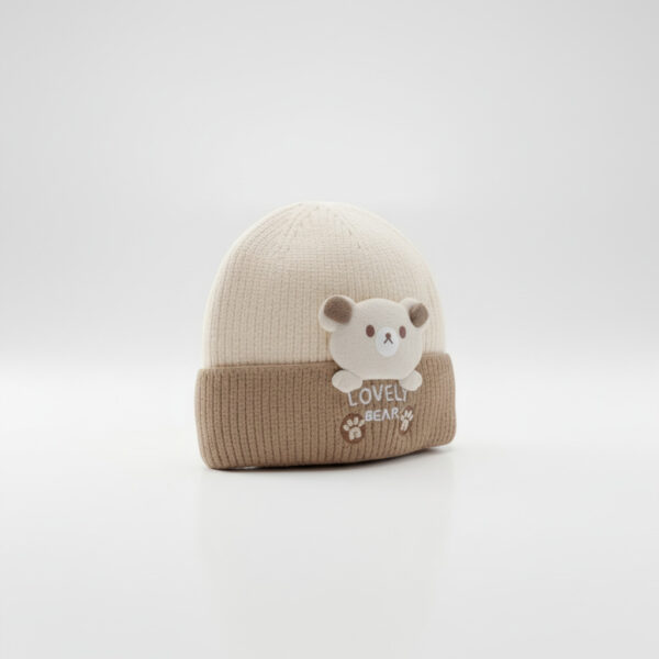Lovely Bear Knitted Winter Imported Cap – 4 Colors light brown variation
