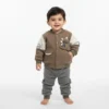 Teddy Patch Full Sleeves Winter 2-Piece Outfit for Boys - 2 Colors Available how it looks shade of grey