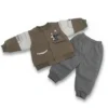 Teddy Patch Full Sleeves Winter 2-Piece Outfit for Boys - 2 Colors Available shade of grey variation