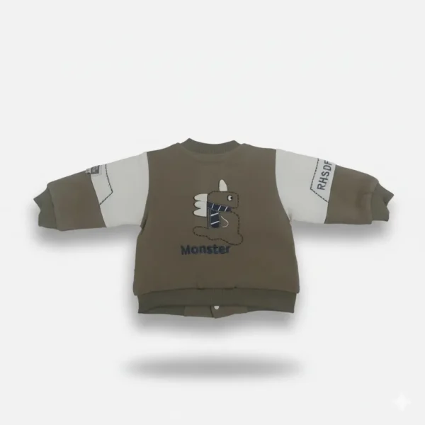 Teddy Patch Full Sleeves Winter 2-Piece Outfit for Boys - 2 Colors Available shirt backside