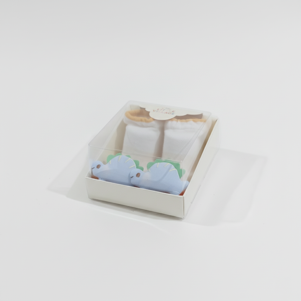 The Little Village Baby Socks - Mustard (Soft Cotton) – 3D Animal Design mustard front