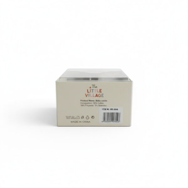 The Little Village Baby Socks (Soft Cotton) – 3D Animal Design box backside view