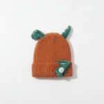 Winter Cap for Kids – Cute Dinosaur Knit - 6 Colors Available rust variant