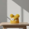 Winter Woolen Knitted Animal Face Cap (12 - 30M)- Double Pom Poms mustard