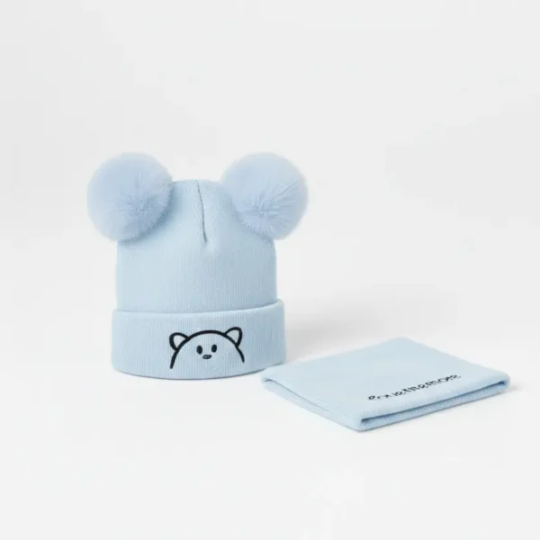 Beanie Cap & Neck Warmer Set for Winters light blue color variation