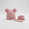 Beanie Cap & Neck Warmer Set for Winters light pink color variation
