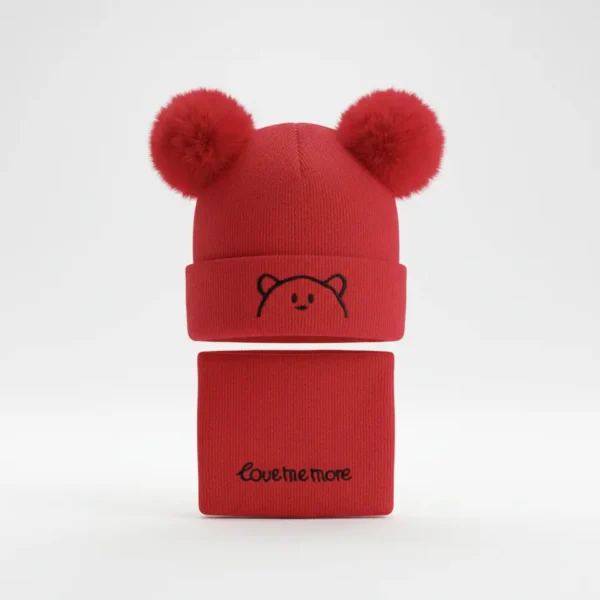 Beanie Cap & Neck Warmer Set for Winters red color variation