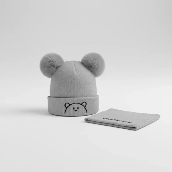 Beanie Cap & Neck Warmer Set for Winters silver color variation