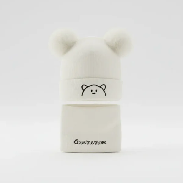 Beanie Cap & Neck Warmer Set for Winters white color variation