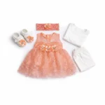 Cute Gift Pack, Newborn Baby Girls, 4PC, 2 Colors Available orange full pair