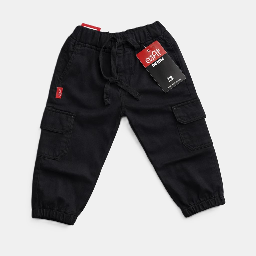 EziFit Cotton Jogger Pants Stretchable Diaper-Friendly Fit BLACK front