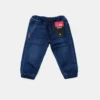 EziFit Kids Denim Jogger Pants Elastic Waist 4 Pockets Unisex dark blue color