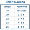 EziFit's Boys Mid Blue Denim Grip Pants front size chart