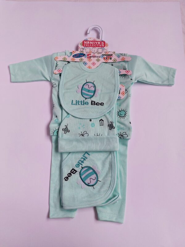 Newborn Little Bee 5 Piece Soft Cotton Suit green